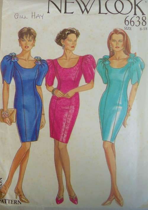 NEW LOOK PATTERNS 6638 BELL SLEEVE DRESS SIZE 8-18 COMPLETE