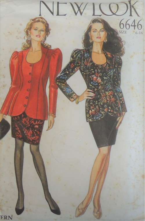 NEW LOOK PATTERNS 6646 PANELED JACKET & SKIRT SIZE 6-16  COMPLETE