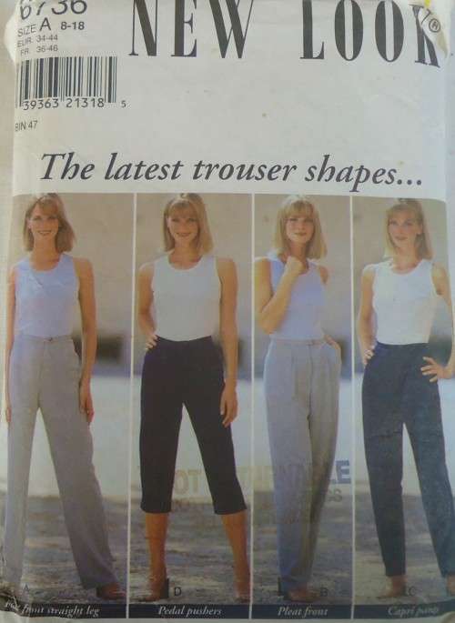 NEW LOOK PATTERN 6736 SET OF -PANTS-CAPRI PANTS SIZE 8-18  COMPLETE