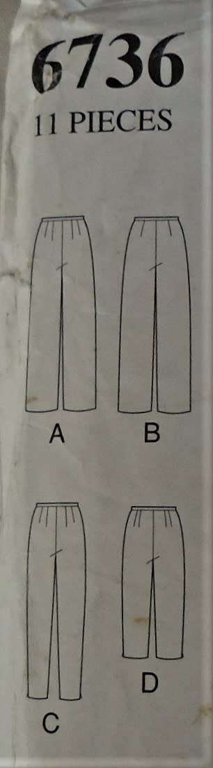 NEW LOOK PATTERN 6736 SET OF -PANTS-CAPRI PANTS SIZE 8-18  COMPLETE