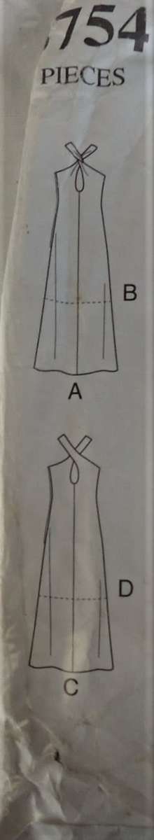 NEW LOOK PATTERN 6754 DRESS WITH BACK FEATURE  SIZE 8-18  ONLY VIEW C & D SUPPLIED-ZIPLOC BAG