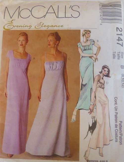 McCALLS 2147 EVENING ELEGANCE LINED DRESS SIZE B8-10-12 COMPLETE & PART CUT