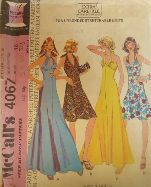 VINTAGE McCALLS 4067 HALTER DRESS SIZE 10 BUST 32 1/2 COMPLETE-PART CUT