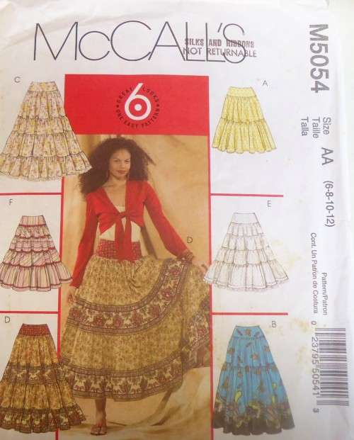 McCALLS M5054 FLARED & TIERED SKIRTS  SIZE AA6-8-10-12 COMPLETE
