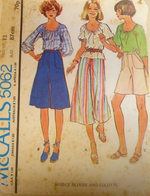 VINTAGE McCALLS 5062 BLOUSE & PANTS SIZE 12 BUST 34 COMPLETE-ENVELOPE