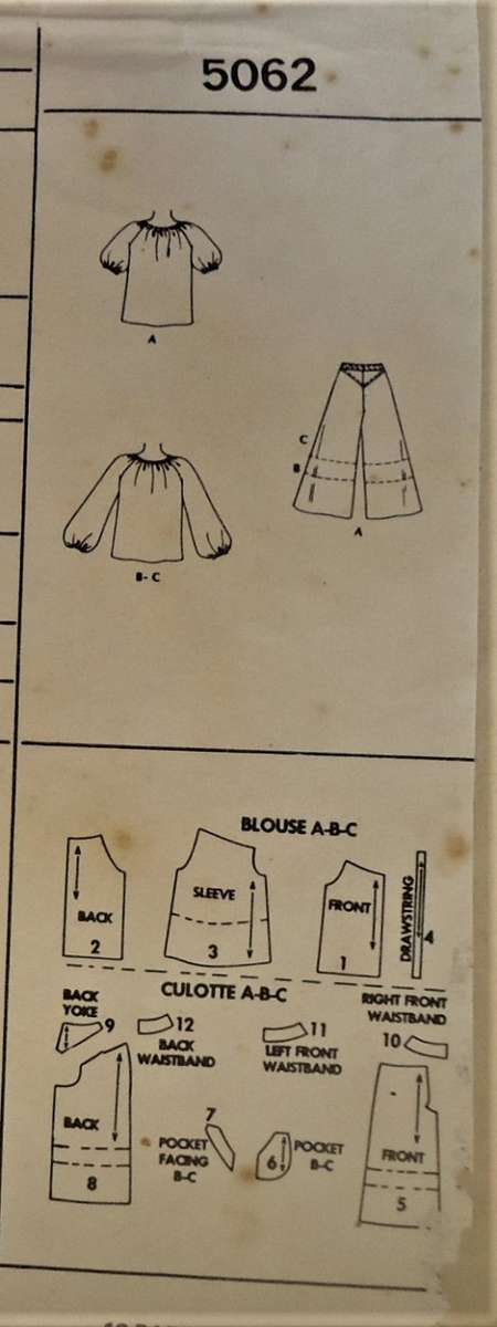 VINTAGE McCALLS 5062 BLOUSE & PANTS SIZE 12 BUST 34 COMPLETE-ENVELOPE