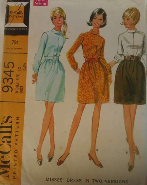 VINTAGE McCALLS 9345 DRESS IN 2 VERSIONS SIZE 10 BUST 32 1/2  SEE LISTING
