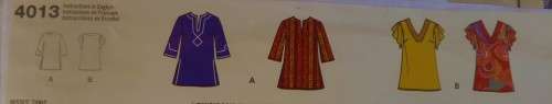 SIMPLICITY 4013 TUNIC SIZE H5 10 - 20 COMPLETE CUT TO 18/20 -ZIPLOC BAG