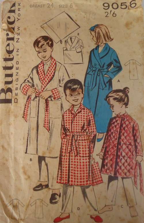 VINTAGE BUTTERICK 9056 KIDS ROBE SIZE 6 YEARS BREAST 24 SEE LISTING ZIPLOC BAG