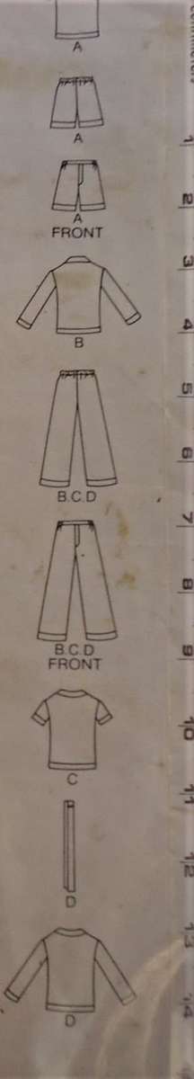 VINTAGE BUTTERICK 418 BOYS PJS SIZE 4 YEARS COMPLETE-ZIPLOC BAG