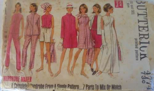 VINTAGE BUTTERICK 4774 COAT-JACKET-DRESS-BLOUSE-PANTS-SHORTS SIZE 10 BUST 32 1/2 COMPLETE-ZIPLOC