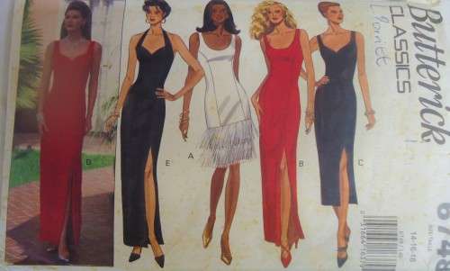 BUTTERICK  6748 FITTED STRAIGHT LINED DRESS SIZE 14-16-18  COMPLETE-CUT TO SIZE 14