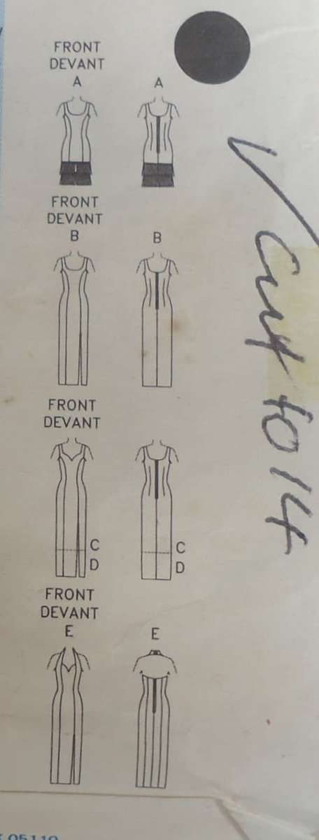 BUTTERICK  6748 FITTED STRAIGHT LINED DRESS SIZE 14-16-18  COMPLETE-CUT TO SIZE 14