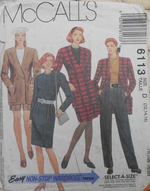 McCALLS 6113 DRESS--SKIRT SIZE D12-14-16- NO PANTS PATTERN SUPPLIED