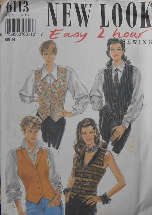 NEW LOOK PATTERNS 6113 SET OF WAISTCOATS SIZES 6 - 16  COMPLETE