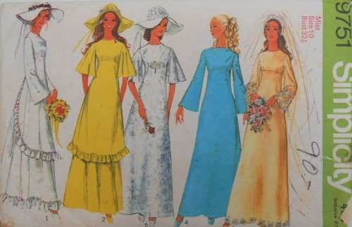 SIMPLICITY 9751 BRIDAL OR BRIDESMAID DRESSES SIZE 10 COMPLETE-UNCUT-F/FOLDED