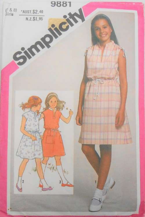 SIMPLICITY PATTERNS 9881 GIRLS PULLOVER DRESS SIZE 7-8 YEARS COMPLETE