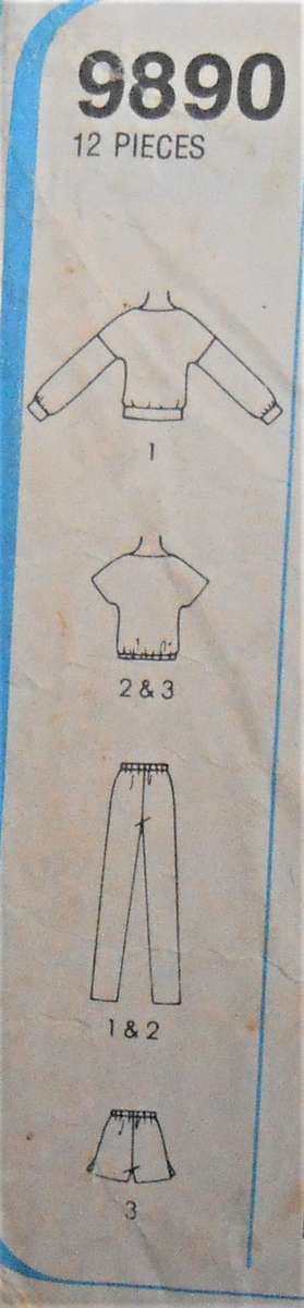 SIMPLICITY 9890 TRACKSUIT PULL OVER TOP-PULL ON PANTS & SHORTS SIZE N 10-12-14 COMPLETE