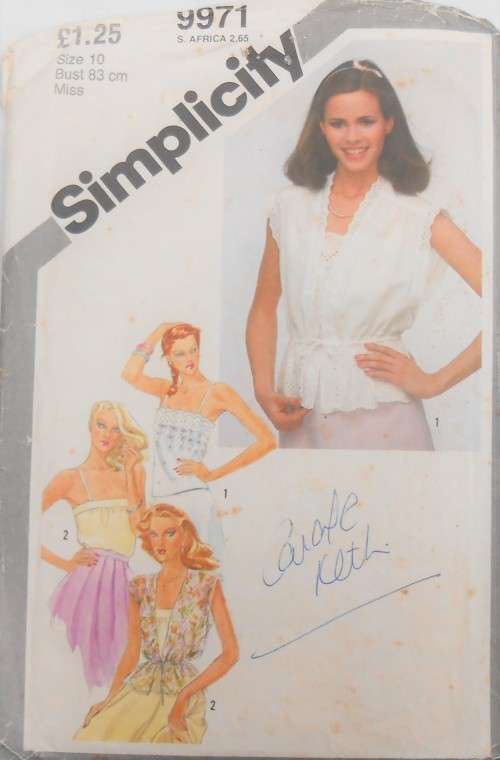 SIMPLICITY PATTERNS 9971 PULLOVER CAMISOLES & UNLINED JACKETS SIZE 10 COMPLETE