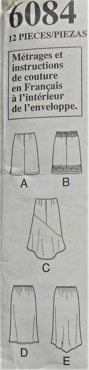 NEW LOOK PATTERNS 6084 SET OF SKIRTS SIZE 8-18 COMPLETE-PART CUT