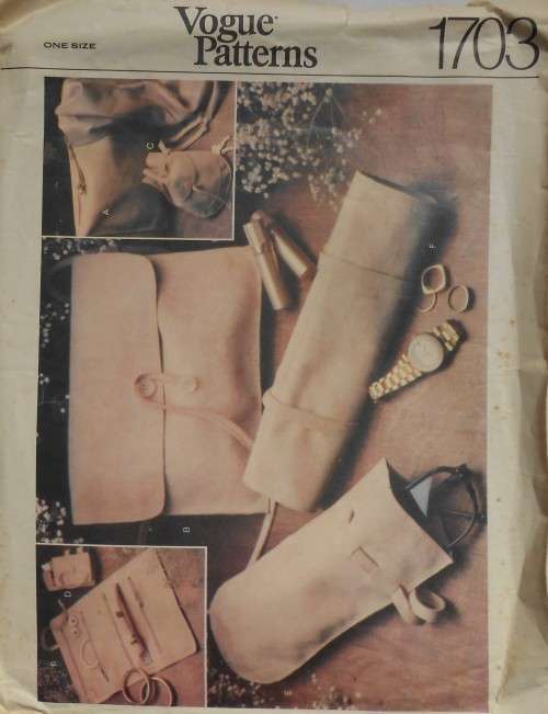 VOGUE PATTERNS 1703 ACCESSORIES-COSMETIC KIT&CASE-PURSE-CIG CASE-EYEGLASS- - COMPLETE-UNCUT-F/FOLDED