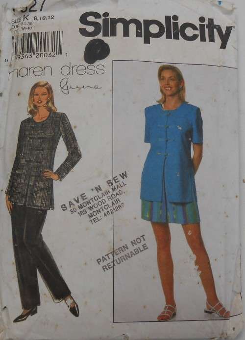 SIMPLICITY 7527  JACKET TOP SIZE K 8-10-12 - NO PANTS PATTERN