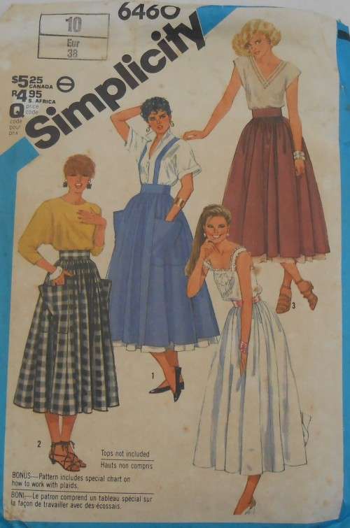SIMPLICITY 6460 SKIRT & PETTICOAT SIZE 10 -NO SEWING INSTRUCTIONS