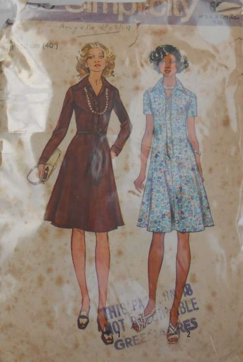 VINTAGE SIMPLICITY 6155 DRESS & BELT SIZE 18 BUST 108 CM COMPLETE-ZIPLOC BAG
