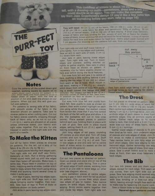 THE PURR-FECT TOY - TO MAKE WITH PATTERN & INSTRUCTIONS