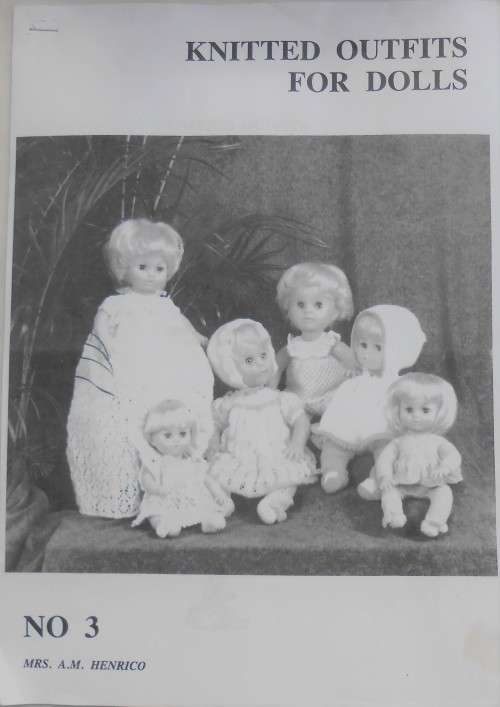 KNITTED OUTFITS FOR DOLL NO 3  BY MRS A.M. HENRICO - PHOTOSTAT COPY