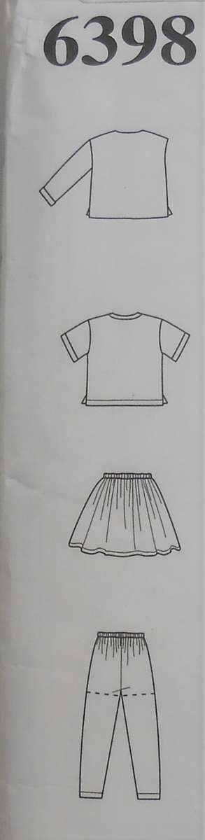 NEW LOOK PATTERNS 6398 JACKET-CAMI KIDDIES JACKET-T SHIRT-SKIRT-PANTS SIZES 2 - 7 YEARS COMPLETE