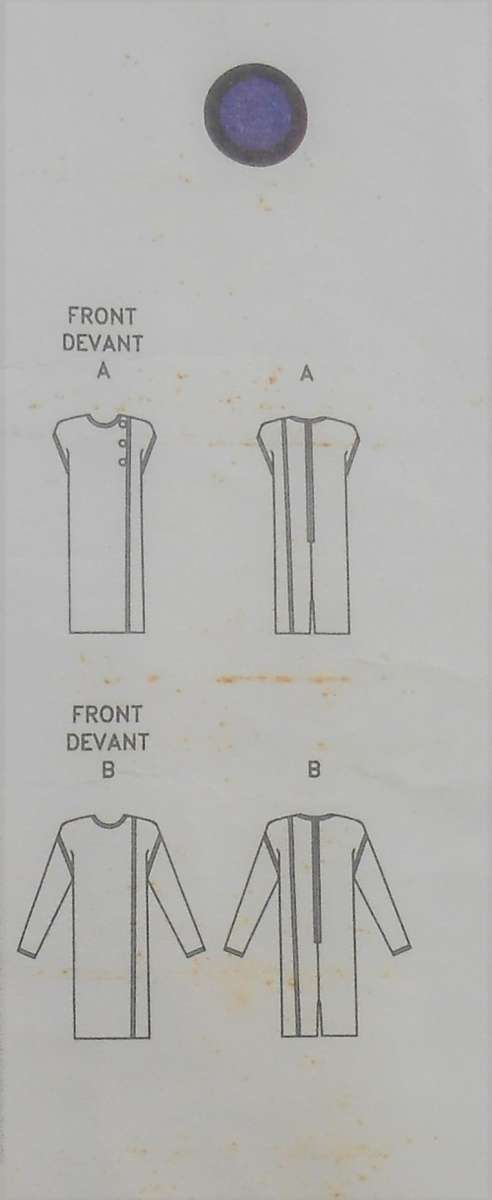 VERY EASY VOGUE 7964 LOOSE FITTING STRAIGHT DRESS SIZES 8-10-12 COMPLETE-CUT TO 12