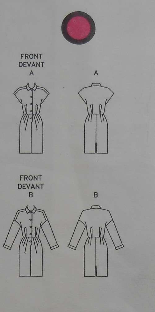 VERY EASY VOGUE 8075 LOOSE FITTING BLOUSON DRESS+CAP SLEEVES SIZES 12-14-16 COMPLETE-UNCUT-F/FOLDED