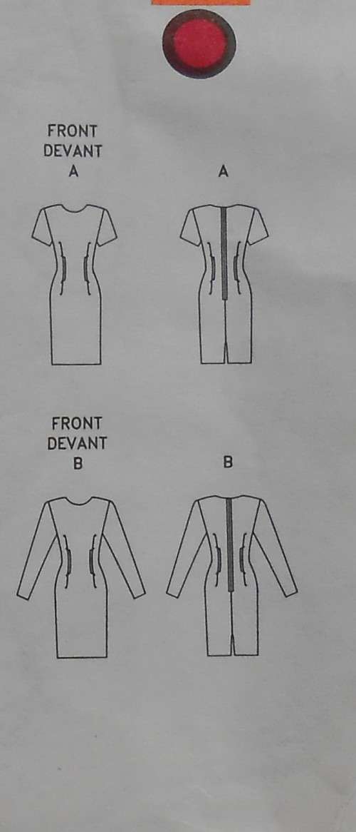 VOGUE 8245 SEMI FITTED SLIGHTLY TAPED DRESS SIZES 12-14-16 COMPLETE-CUT TO 14