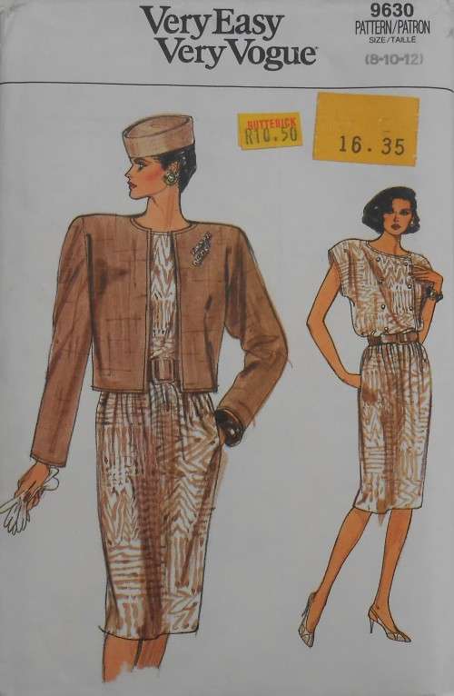 VOGUE 9630 LOOSE FITTING WAIST JACKET & BLOUSON DRESS SIZES 8-10-12 COMPLETE-CUT TO SIZE 12