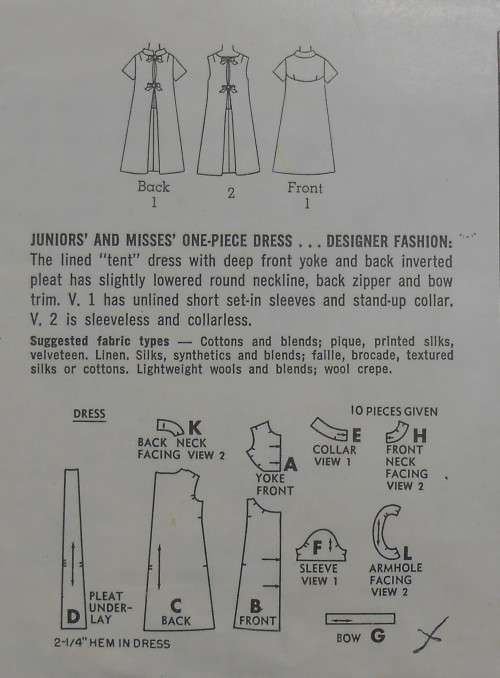 SIMPLICITY PATTERNS 6961 ONE PIECE DRESS DESIGNER FASHION SIZE 14 BUST 34 SEE LISTING