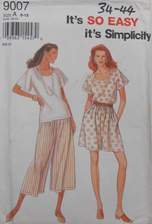 SIMPLICITY 9007 SPLIT SKIRT & PULLOVER TOP SIZE A 8 - 18 COMPLETE