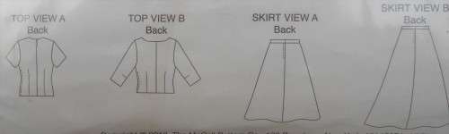 KWIK SEW K3381 LADIES TOPS & SKIRTS   SIZE XS-S-M-L-XL COMPLETE-CUT TO M-ZIPLOC BAG