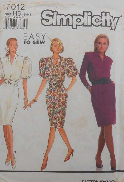 SIMPLICITY 7012 PULLOVER DRESS & BELT SIZE H5 6-14 COMPLETE