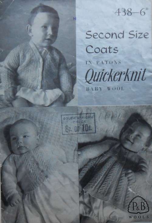 P&B  # 438  2ND SIZE COATS  6 MONTHS- 2 YR - CHEST 20 - 21` -3 PATTERNS AS SEEN IN PICTURES
