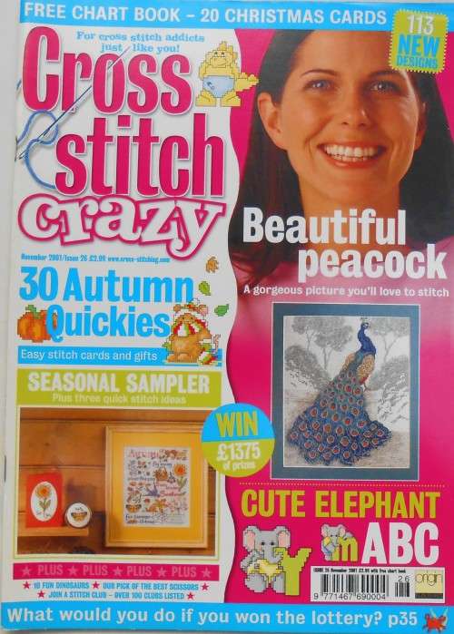 CROSS STITCH CRAZY  MAGAZINE UK ISSUE 26 NOVEMBER 2001 WITH PATTERNS- 92 PAGES