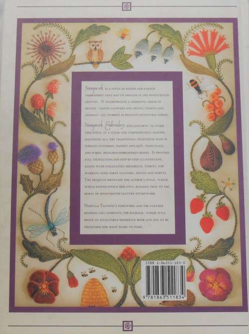 STUMPWORK EMBROIDERY - JANE NICKOLAS-  192 PAGE HARD COVER