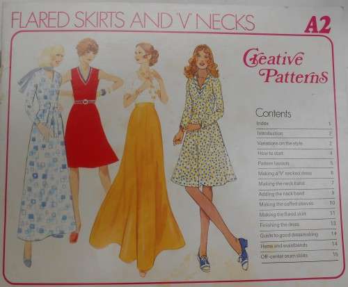 1975 CREATIVE PATTERNS A2 FLARED SKIRTS & V NECKS  PATTERN-UNCUT-F/FOLDED