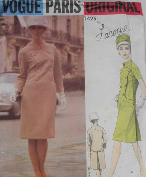 VOGUE PARIS ORIGINAL 1425 GUY LAROCHE- DRESS SIZE 16 BUST 36 COMPLETE-UNCUT-F/FOLDED-ZIPLOC