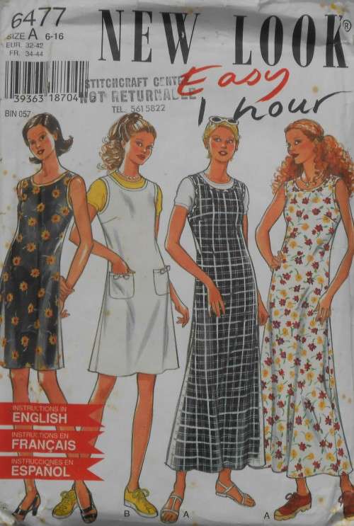 NEW LOOK PATTERNS 6477 SHEATH DRESS SIZE 6 - 16 COMPLETE