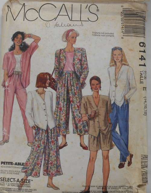 McCALLS 6141 TOP-SPLIT SKIRT-PANTS SIZE E 14-16-18 COMPLETE