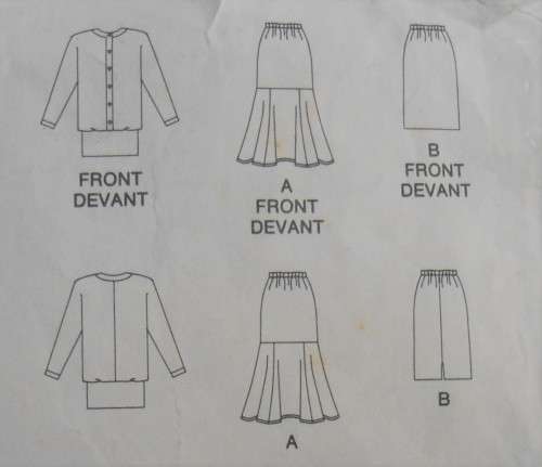 BUTTERICK PATTERNS 5723  FRONT BUTTON TOP & SKIRT SIZE 8 + 10 + 12  - COMPLETE