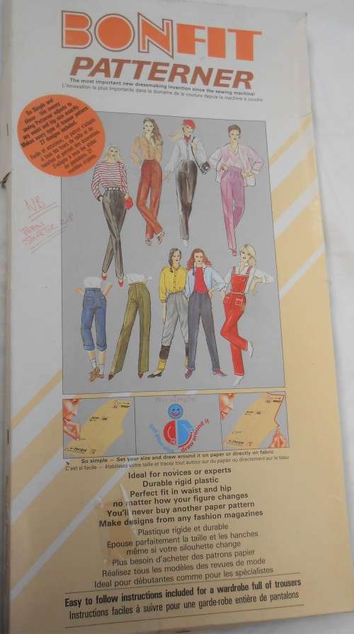 BONFIT PATTERNER PANTS PATTERN ADJUSTS TO ANY WAIST AND HIP SIZE - 27 PANTS PATTERNS