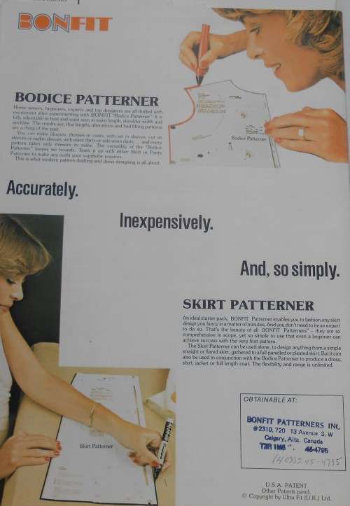 BONFIT PATTERNER PANTS PATTERN ADJUSTS TO ANY WAIST AND HIP SIZE - 27 PANTS PATTERNS