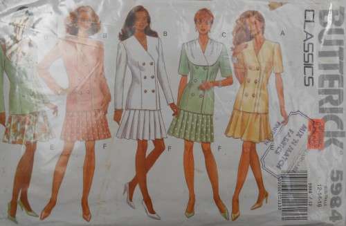 BUTTERICK 5984 TOP-SKIRT SIZE 12-14-16 COMPLETE-ZIPLOC BAG